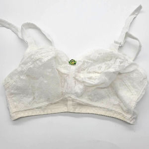 Vintage RETRO White Lace Bralette, Rockabilly Bullet Fit 3D 32F 32DDD